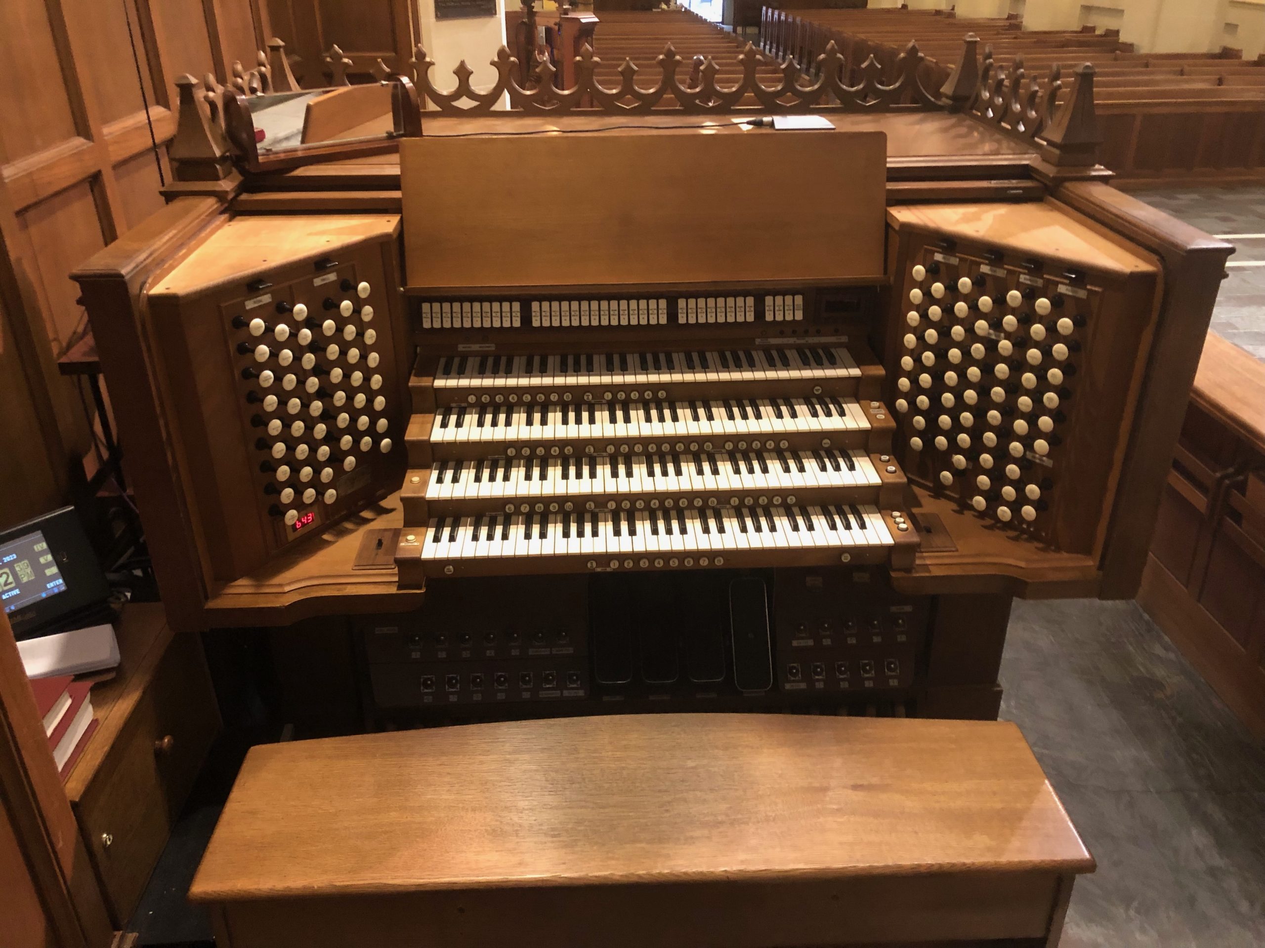Releathering work on Trinity Episcopal Parish’s Historic Möller Organ